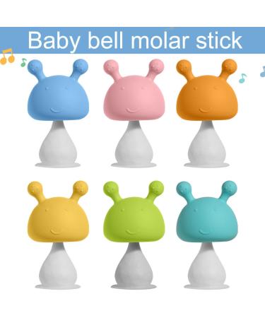 Silicone Mushroom Teether Toy for Babies 0-24 Months - Cyan | Soft Infant Sensory Chew Toy with Ring for Gums Grasping and Sucking - Buy Online on SooperMarket.com