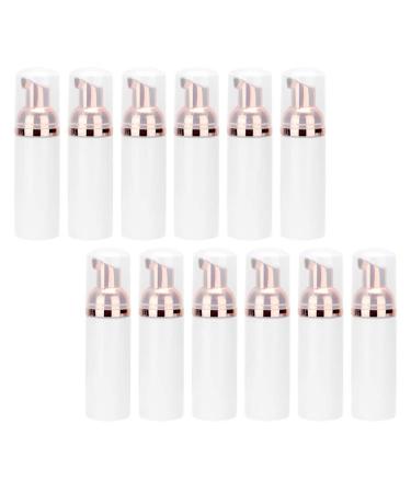 FRCOLOR 12pcs Plastic Foam Dispenser Bottle Empty Mini Foaming Pump Bottles Travel Cosmetics Refillable Containers for Shampoo Facial Cleanser Lotion (Rose Gold) As Shown