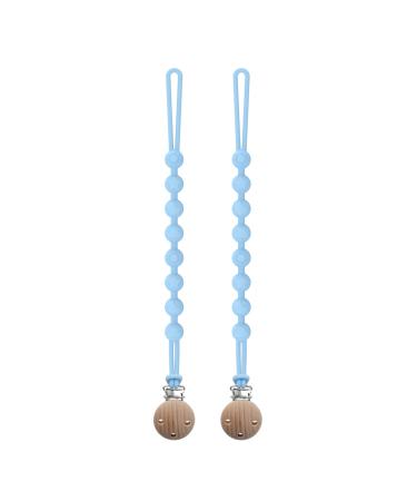 Silquet chain made of silicone seposve 2-pack pacifier pacifier chain boys and girls pacifier clip chain keeps pacifier clean soft flexible durable-high robustness 2 blue
