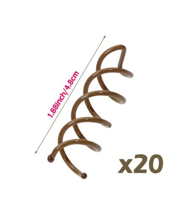 Mini Skater 1.88 Spiral Hair Pin Twist Barrette Spin Pins - Brown Set of 20 - Non-Scratch Round Tips for Women's Bun Hair Style DIY - Buy Online on SooperMarket.com