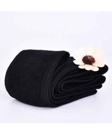Queta Hair Band for Makeup - Adjustable Terry Cloth Headband with Velcro Fastener - 3PCS Black - Perfect Cosmetic Hair Protection - Buy Online on SooperMarket.com