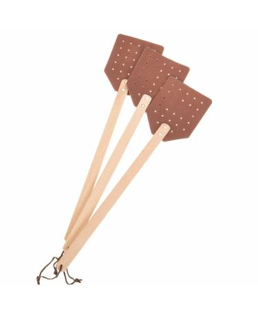 SIDCO fly swatter leather 3 x fly killer eco leather strap wooden swatter XXL swatter 3 pieces