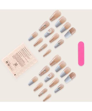 yilin 1Set Star Moon Color Blocking Wearable Nail Sea Salt Macaron Color Clear Diamond Model - Buy Online on SooperMarket.com