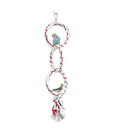LeerKing Bird Rope Perches Parrot Hanging Perches Chewing Cage Toys Cotton Rope Swing Spiral Perches for Parakeet Cockatiel Bungee African Greys Cockatoo 3 Loops