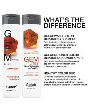 Celeb Luxury Gem Lites Fire Opal Colorditioner - Professional Semi-Permanent Hair Color Depositing Conditioner 8.25 Fl Oz - Buy Online on SooperMarket.com