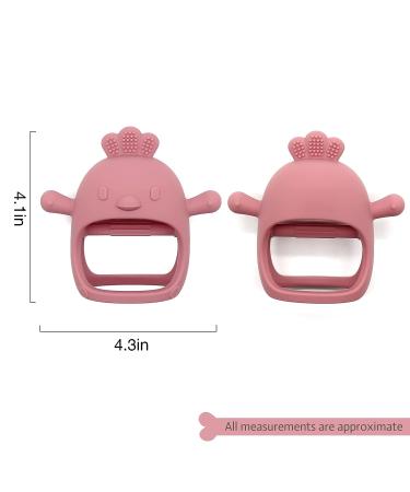 Chick Shape Baby Teething Toys | Food-Grade Silicone Teether for Soothing Pain Relief | Easy-to-Grip Baby Chew Toy (Dark Pink) - Buy Online on SooperMarket.com