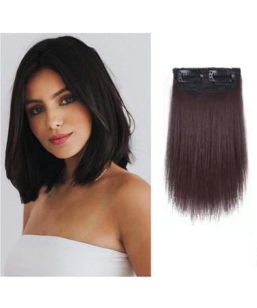 1PC Short Clip In Hair Extensions Clip in Hair Piece 2 Clips Clip in Remy Human Hair Extensions Straight Invisible Hairpin for Thinning Hair Adding Hair Volume(6inch- Dark Brown)