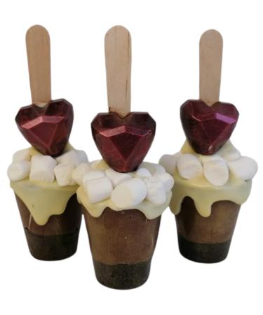 Belgian Hot Chocolate Stirrers Spoons Sticks set with Marshmallow & Heart Handmade Individually wrapped (3)