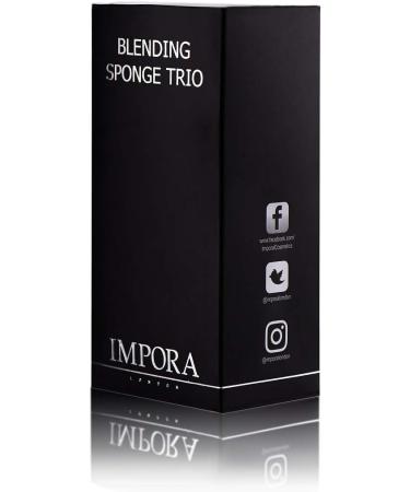 Impora London Beauty Makeup Blender Trio Set - Original Teardrop/Egg Shape, Vegan & Latex Free - For Liquid, Concealer, and Cream Makeup - 3 Black Sponges - Buy Online on SooperMarket.com