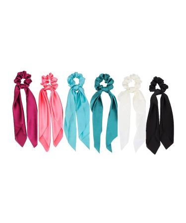 Hair Scarf Scrunchies Bow Scrunchies for Hair Chiffon Floral Scarf BowPonytail Holder for Women Girls (liangA)