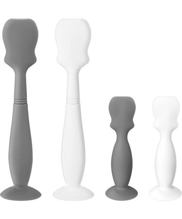 4 Pack Baby Diaper Cream Spatula Applicator Soft Silicone Baby Butt Paste Spatula Mini Rash Cream Brush for Baby Newborn (White Gray)