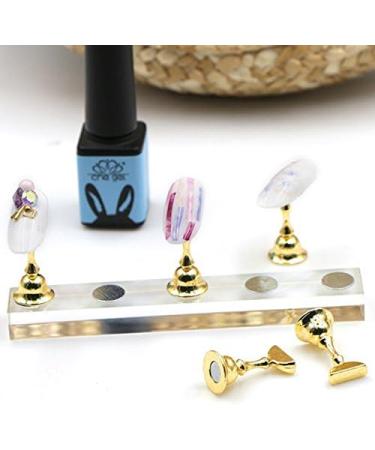 New Magnetic Acrylic Manicure Tools Nail Practice Hand Nail Exercise Base Nail Supplies Nail Tips Gold Display Stand - Buy Online on SooperMarket.com