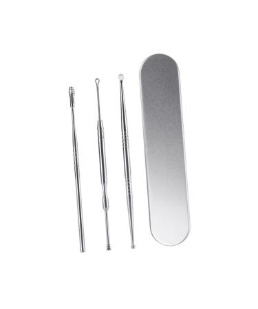 PLAFOPE 3pcs Ear Cuffs Ear Cleaner Tool Ear Wax Cleaner Ear Suit Ear Spoon Set Ear Scoop Stainless Steel Ear Suit Earmuffs 4 Piece Set Stainless Steel Silver Ear Spoon Wax Remover