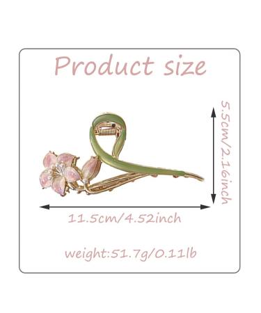 Gold Metal Lily Flower Hair Clip - Pink Floral Barrette for Strong Hold - Cute Fashion Hair Accessory for Thick & Thin Hair - Buy Online on SooperMarket.com