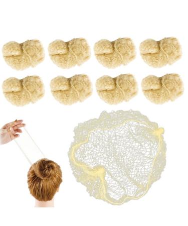 ZEONHEI 100 PCS 50cm Hair Nets for Women Bun Invisible Blonde Hair Net Bun Individual Elastic Edge Mesh Hair Bun Holder for Ballet Dancer Catering