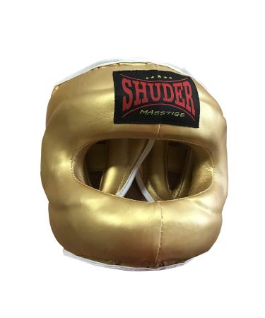 Shuder Full Face Nose Bar Headgear MMA and Muay Thai Sparring and Training Gold
