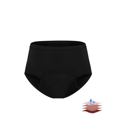 Leovqn Period Pants for Women Lace Trim Menstrual Underwear Heavy Flow Period Knickers Leakproof Postpartum Briefs XL New Black