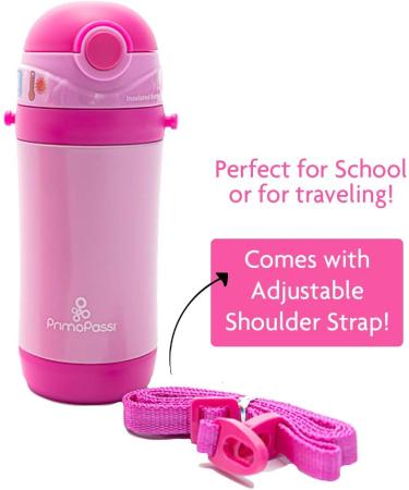 Primo Passi Insulated Straw Water Bottle for Kids - 12oz Thermos Bottle (Pink) - Buy Online on SooperMarket.com