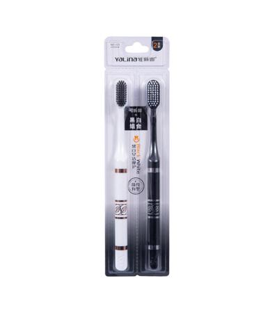 Stylish burst set for couples Sustainable and practical black and white toothbrush ergonomic heart toothbrush for couples black and white
