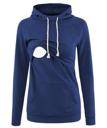 Love2Mi Maternity Nursing Hoodie Breastfeeding Sweatshirt Top Long Sleeves S A-navy