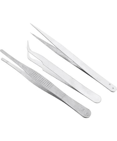 EPASHA 3 in 1 Stainless Steel Tweezers Set - Precision Straight Flat & Angle Head Tweezers for Perfect Grooming - International Shipping Available - Buy Online on SooperMarket.com