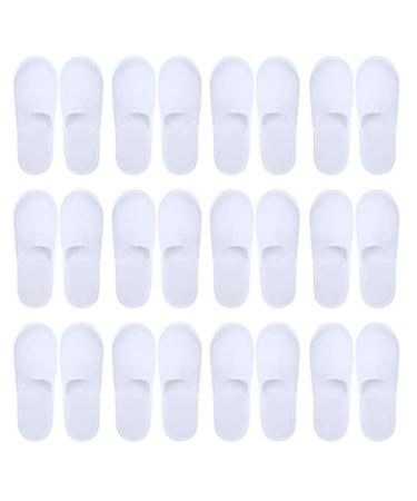 WBTY 12 pairs of disposable spa house shoes fluffy non-slip closed toes spa house shoes for hotel home guest brain fits up to most men or women white