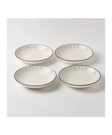 Dinnerware Dishes Plates Ceramic Plate Household Dish Dish White Circular Kitchen Restaurant Dish Simple Line Shape Deep Plate Soup Plate Vintage Dish Set of 4/6 Dinner Restaurant Family Party Plates Medium B