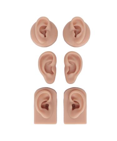 3 pairs of silicone ear models soft flexible simulation of human otoplasty-display parts for acupuncture piercing exercises jewelry display earrings (#2)