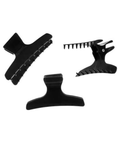 Head Jog 12 Pack Butterfly Hair Clips Accessories for Sectioning and Styling. Hair Clamps for Women and Men (Black)