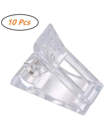 Anself 10Pcs Transparent Crystal Gel Quick Building Nail Tips Clips Finger Nail Extension UV LED Plastic Builder Clamps Manicure Nail Art Tool Kit for Crystal Gel 2#