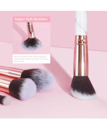 HEYMKGO Make Up Brushes 10 Piece Brush Set Makeup with Makeup Sponge and PU Leather Brush Bag Makeup Brush Set Kabuki Makeup Brushes Foundation Blending Cosmetic Brush Makeup Kit (Marble White) - Buy Online on SooperMarket.com