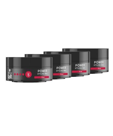 Schwarzkopf Taffel Styling Wax Power (4x 75ml) Haarwax for up to 48 hours of strength gently for hair and scalp vegan styling wax 150 ml (4 Pack)
