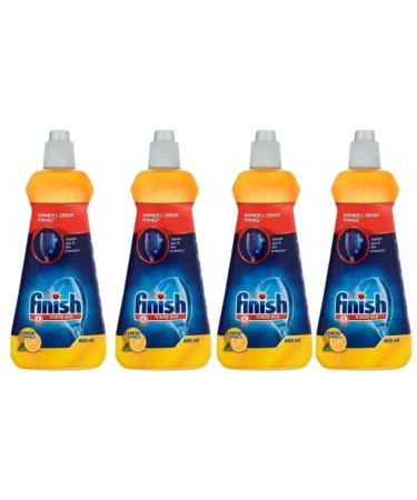 4 x 400ml Rinse & Shine Aid Lemon Sparkle Scent Protects Against Cloudiness