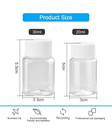 Durantey 50-Pack Travel Bottles - 20ml & 30ml Transparent Cosmetic Containers with Labels | Portable & Refillable Travel Accessories - Buy Online on SooperMarket.com