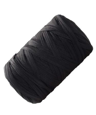 T-Shirt Yarn 130 Yards Knitting Yarn Fabric Crochet Cloth Solid Color Tshirt Yarn for Crocheting Beginners DIY Hand Craft Bag Blanket Cushion Projects (Black)