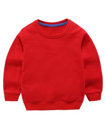 Taigood Kids Jumper for Boys Cotton Sweatshirt Long Sleeve T Shirts Pullover Autumn Winter Age 1-7 Years 3-4 Years Red