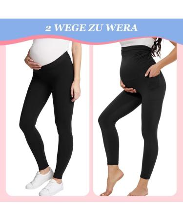 TNNZEET Maternity Leggings for Women | Opaque Pregnancy Leggings with Pockets for Yoga | Skin Color/Light Gray - Buy Online on SooperMarket.com