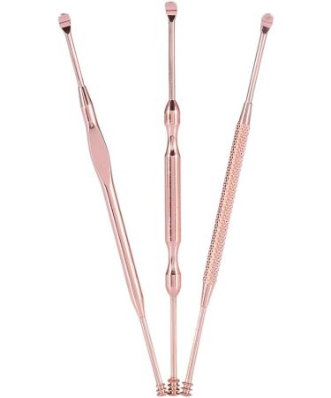 3pcs Stainless Steel Earpick Set - Double Ended Wax Remover & Cleaner Curette Spoon - Buy Online on SooperMarket.com