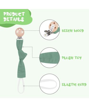 Vicloon Baby Dummy Clips 3 Pcs - BPA Free Soother Pacifier Chain Holder Clips for Boys and Girls - Teether Toy or Soothie - Green/Gray/Beige - Buy Online on SooperMarket.com