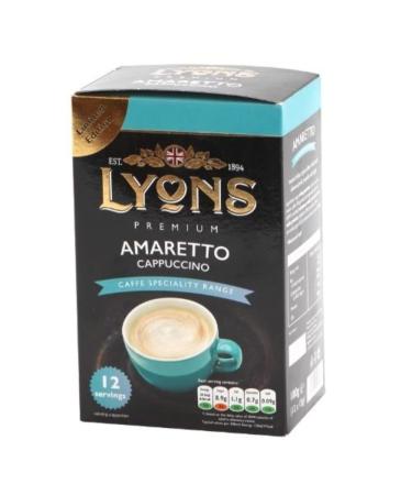 Lyons Premium Instant Coffee Bag Sachets | FabFinds Assorted Gift Mug (Amaretto Cappuccino 8X 12Sachets)