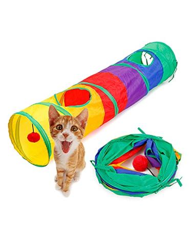 Cat Tunnel Folding Rainbow Puzzle Toy 2 Holes Cat Tunnel Interactive Pet Products