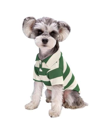 Polo shirt for small dogs two-legged strip shirt puppy costume summer t shirt fashionable clothing for bichon French bull dog dog shirt striped dog shirt breathable green 3x large