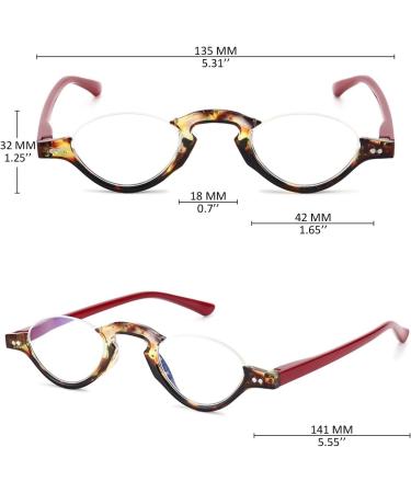 Koosufa Anti Blue Light Reading Glasses for Men & Women | Fashion Semicircular Floral Filter | Anti-Fatigue Visual Aid | Strengths 1.0 to 3.5 - Buy Online on SooperMarket.com