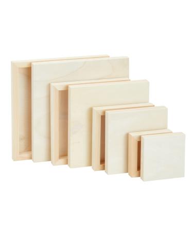 Set of 8 Unfinished Wood Canvas Boards for Painting  Wooden Panels for Crafts  DIY Signs in 4 Sizes
