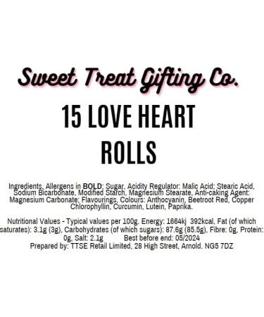 15 Mini Love Heart Sweets Valentines Sweets Wedding Heart Sweet Rolls Sweet Treat Gifting Co. - Buy Online on SooperMarket.com