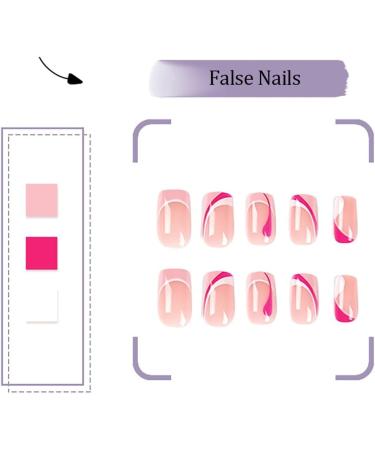 24 PCS French Tips Press on Nails Medium Length Glossy Pink White False Nails - Full Cover Design for Women, Girls, Party & Salon - Buy Online on SooperMarket.com