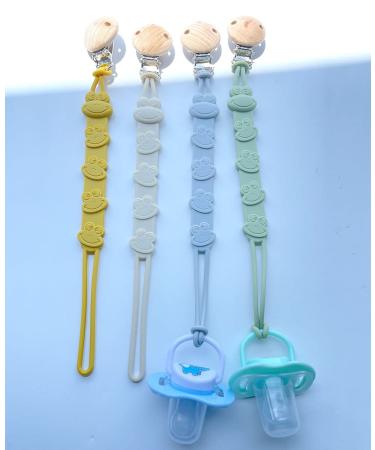 DeMissir Silicone Pacifier Clips Holder - 4Pcs Cute Frogs Design for Baby Boys and Girls - Buy Online on SooperMarket.com