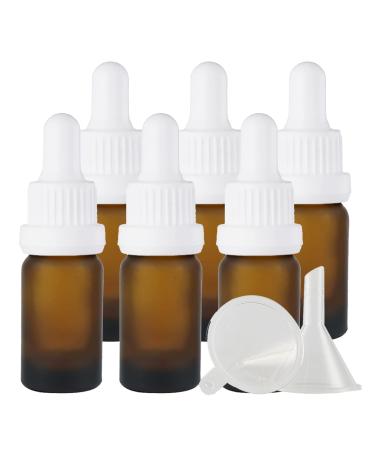 Zeoabsy 6 pieces 10 ml frosted brown las pipette bottle with white originality lock pipette ring empty clear glass bottle glass pipette drip bottle for essential oils aromatherapy 10ml brown