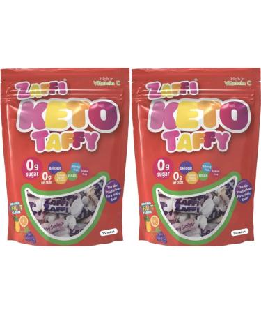 Zollipops KETO Taffy Resealable Pouch - Sugar-Free Low-Carb Chewy Delight for Guilt-Free Snacking Pack of 2 28 Counts in Total