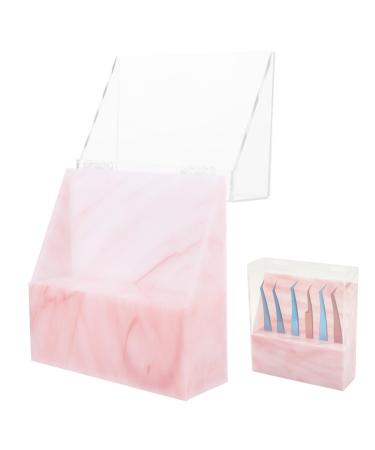 WOFASHPURET Storage Rack Rack for Display Eyelash Holder Eyelash for Extensions Makeup Holder Eyelash Rack Pink Extend Acrylic Marble 14.5x4.5cm